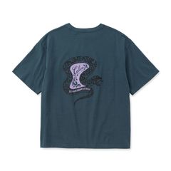 VINTAGE TYPE SNAKE LOGO POCKET TEE ＜NATURALLY PAINT DESIGN＞ (CHARCOAL NAVY)｜スネーク ロゴプリント ポケットTシャツ｜CL-26SS003NT