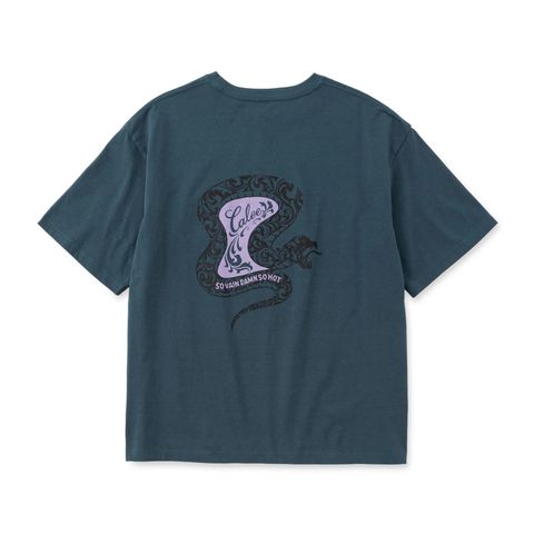 VINTAGE TYPE SNAKE LOGO POCKET TEE ＜NATURALLY PAINT DESIGN＞ (CHARCOAL NAVY)｜スネーク ロゴプリント ポケットTシャツ｜CL-26SS003NT
