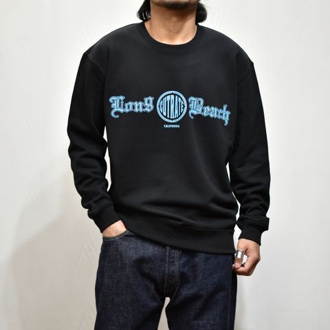CUTRATE BEACH CITY CA L/S SWEAT SHIRT  (BLACK×BLUE)