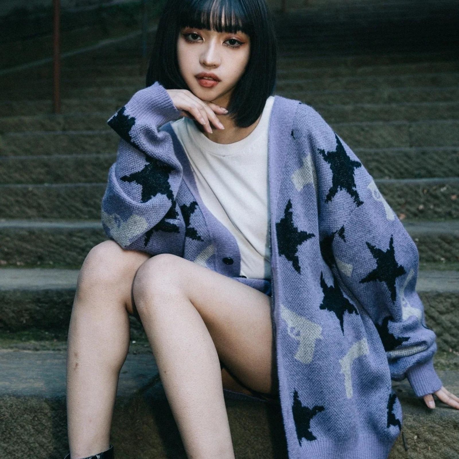 MOHAIR CARDIGAN 'STARS (PPL) / モヘアカーディガン