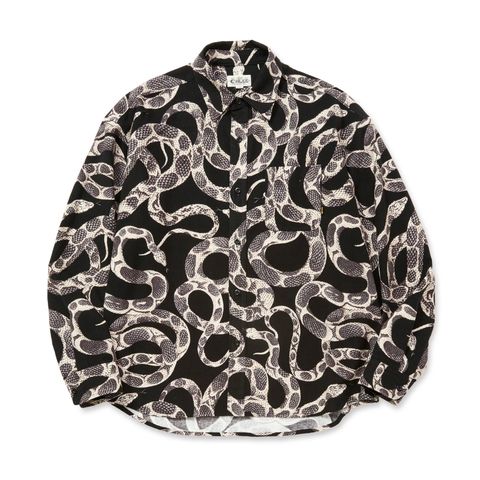 PRINT NEL L/S SH ＜SNAKE PATTERN＞ (BLACK)｜蛇柄 フランネル 長袖シャツ｜CL-25AW003SNK