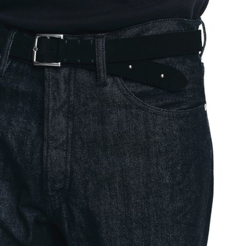 Thick Velour Blade-tip Studs Belt （BLK）｜ベロア 剣先スタッズ ベルト｜MDLBT001