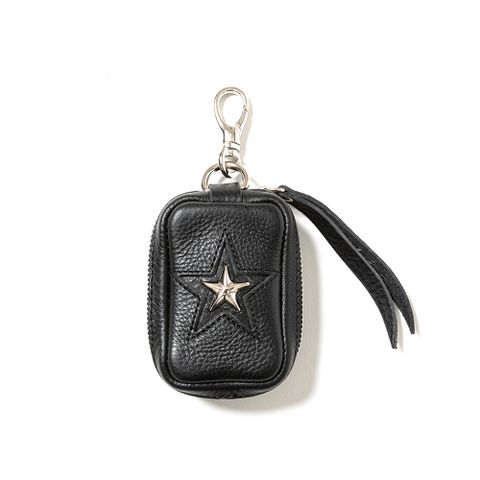 Star studs leather multi case (Black) / シルバー スタッズ レザーマルチケース