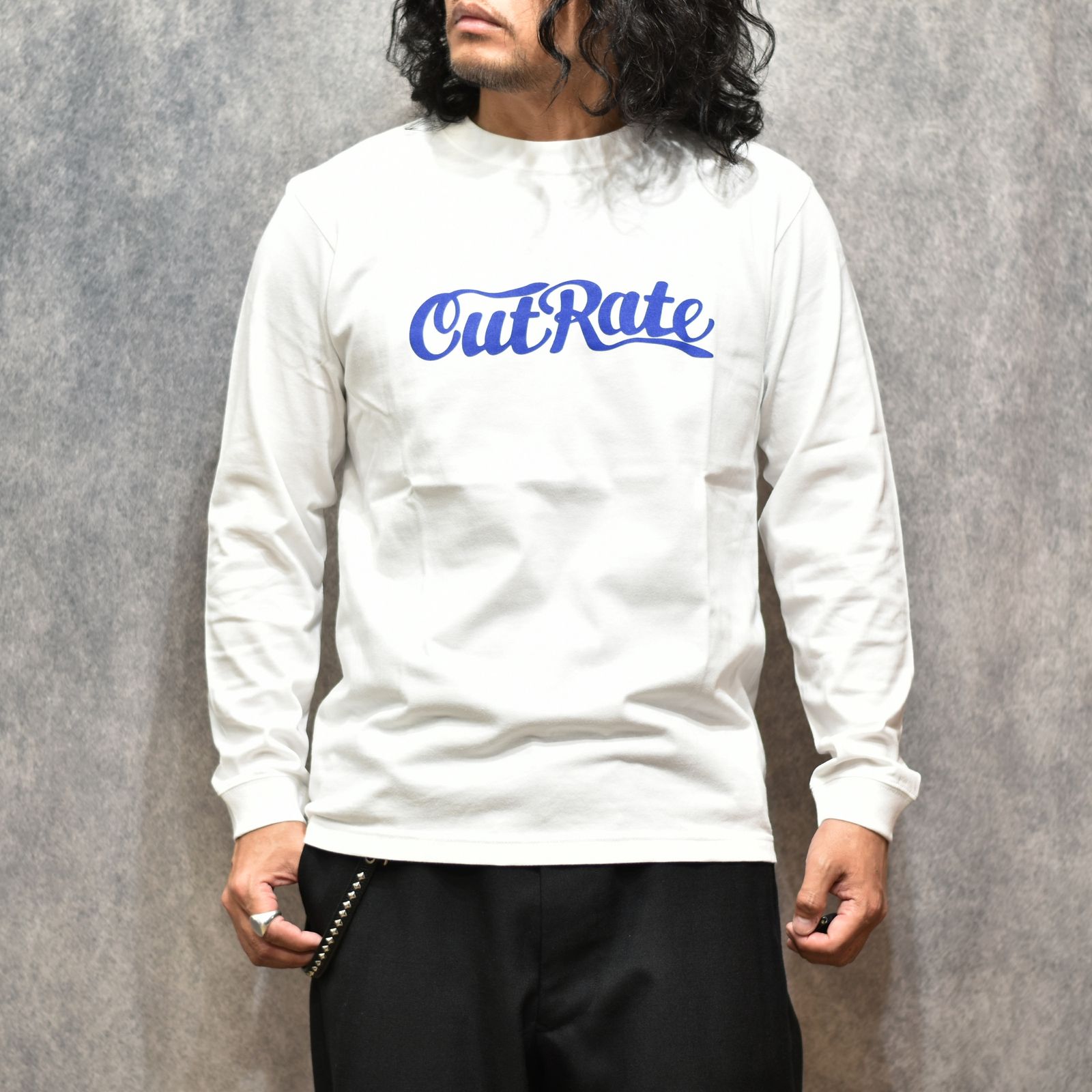 CUTRATE LOGO L/S TEE (WHITE)｜プリント ロンT｜CR-26SS006