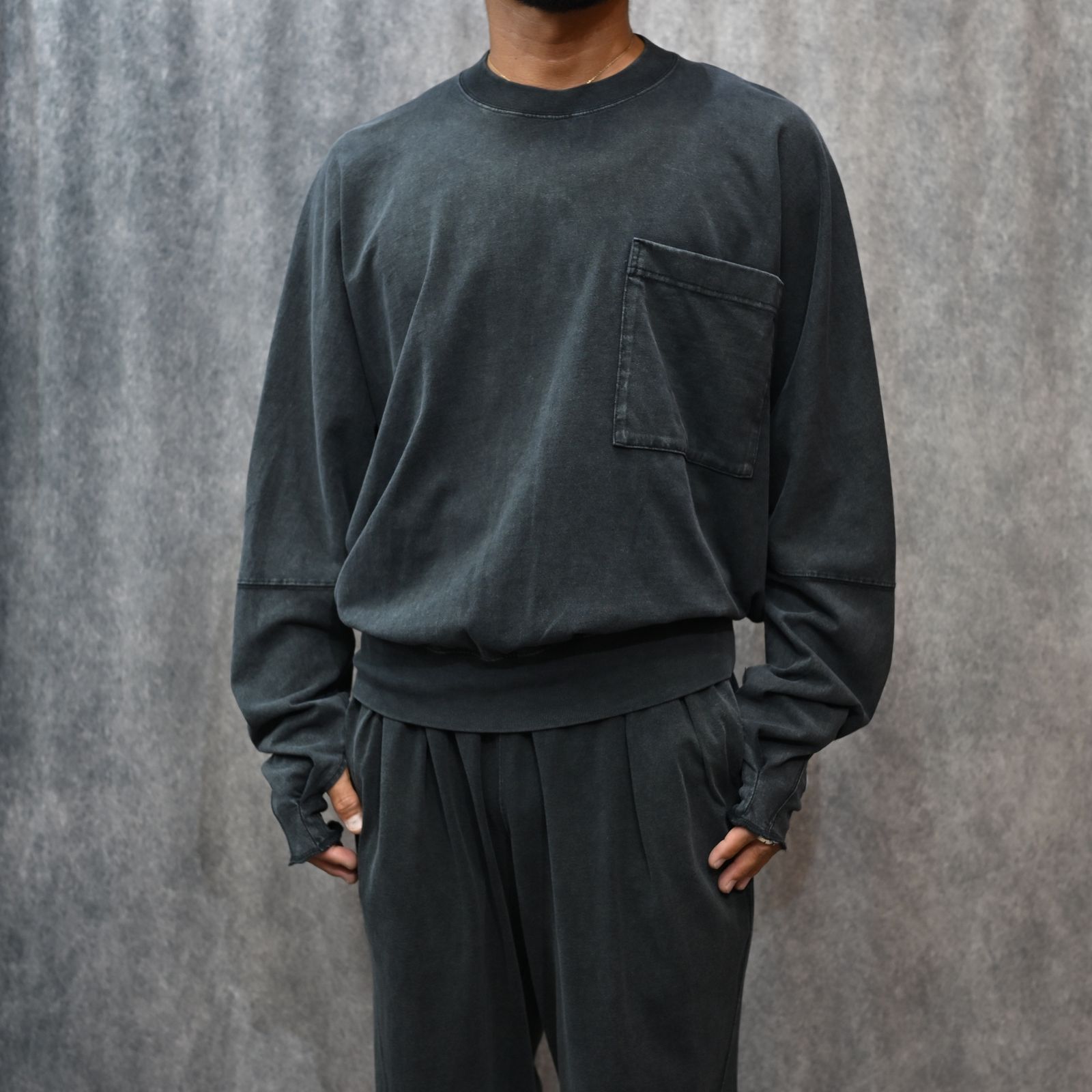 Champion “NEW WEAVE” LONGSLEEVE T-SHIRT （CHARCOAL）｜チャンピオン ニューウィーブ トレーナー｜C8-C216