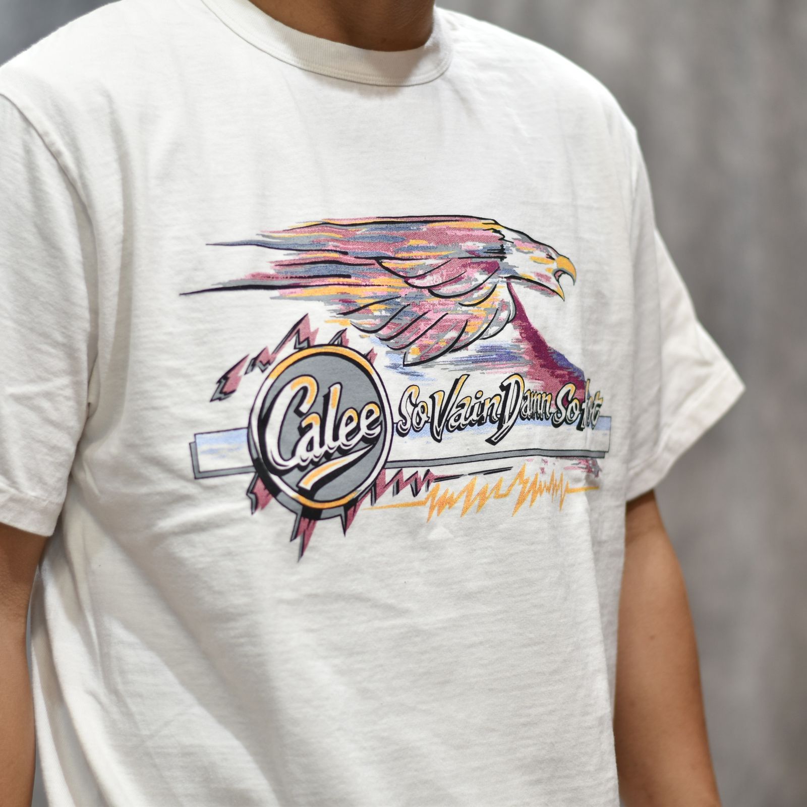 BINDER NECK EAGLE LOGO VINTAGE TEE ＜NATURALLY PAINT DESIGN＞ (WHITE) / プリントTシャツ