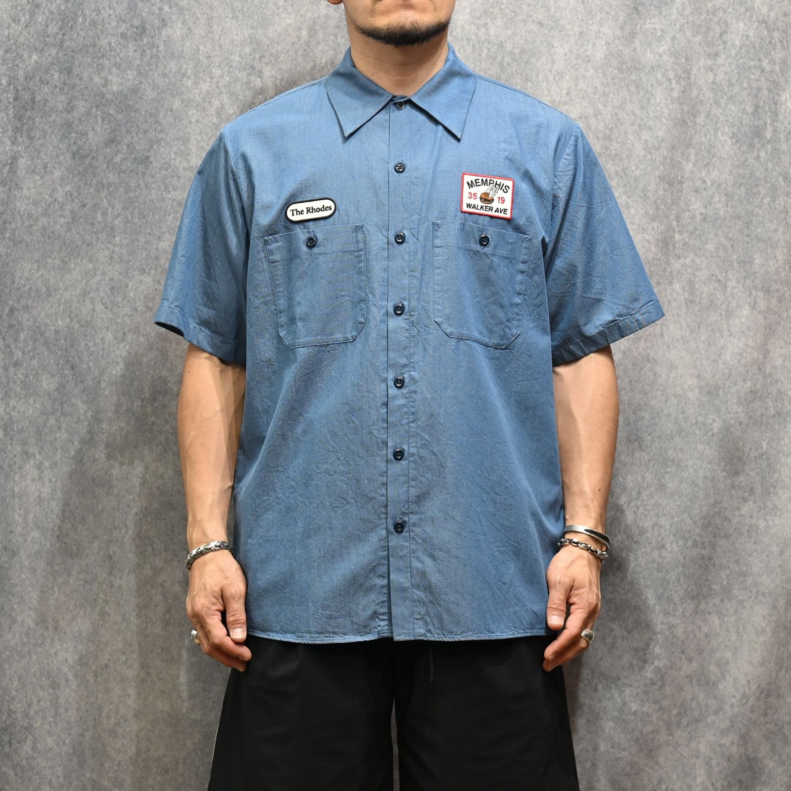 The Rhodes SL.Denim S.S Work SH （LBL） ストア 半袖シャツ （ライトブルー）｜2605-5002