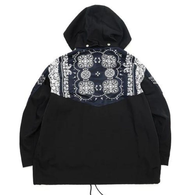 FACETASM - ORIGINAL BANDANA PRINT HIGH NECK JACKET (BLACK FACETASM - ORIGINAL BANDANA PRINT HIGH NECK JACKET (BLACK