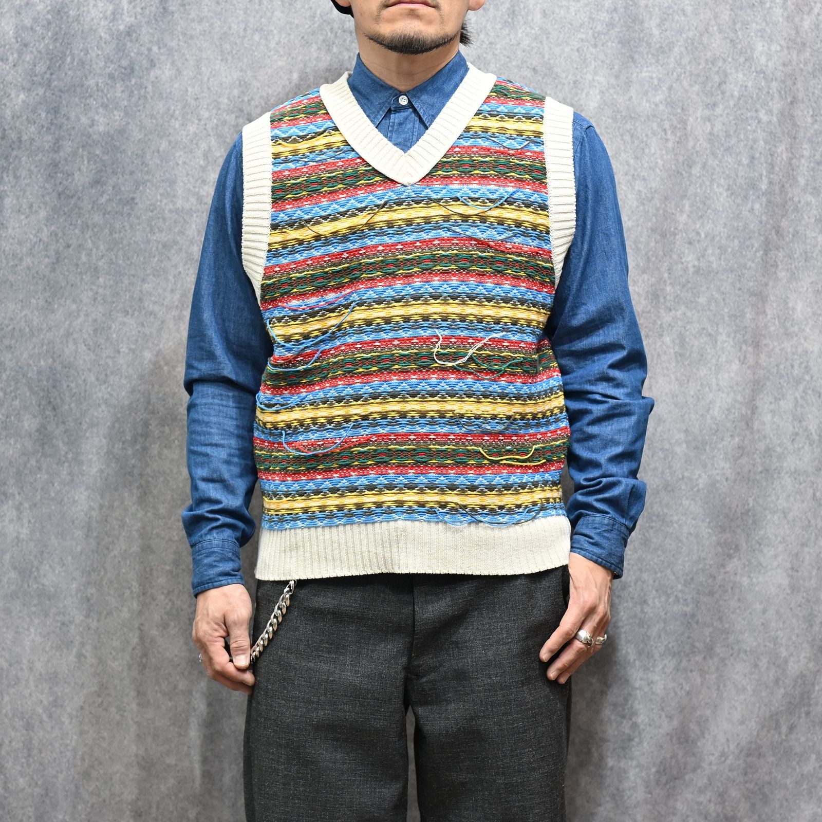 Inside-out Fair Isle Knit Vest （WPT）｜ニット ベスト｜2603-6002