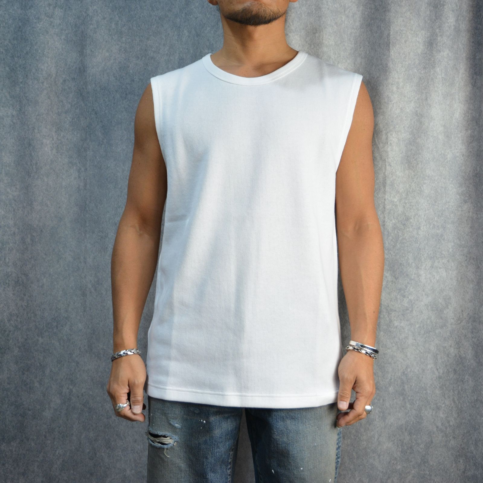 トップス MINEDENIM Roundneck Nosleeve Rib T-SH  M MINEDENIM - Roundneck Nosleeve Rib T-SH - BLK / STC-402