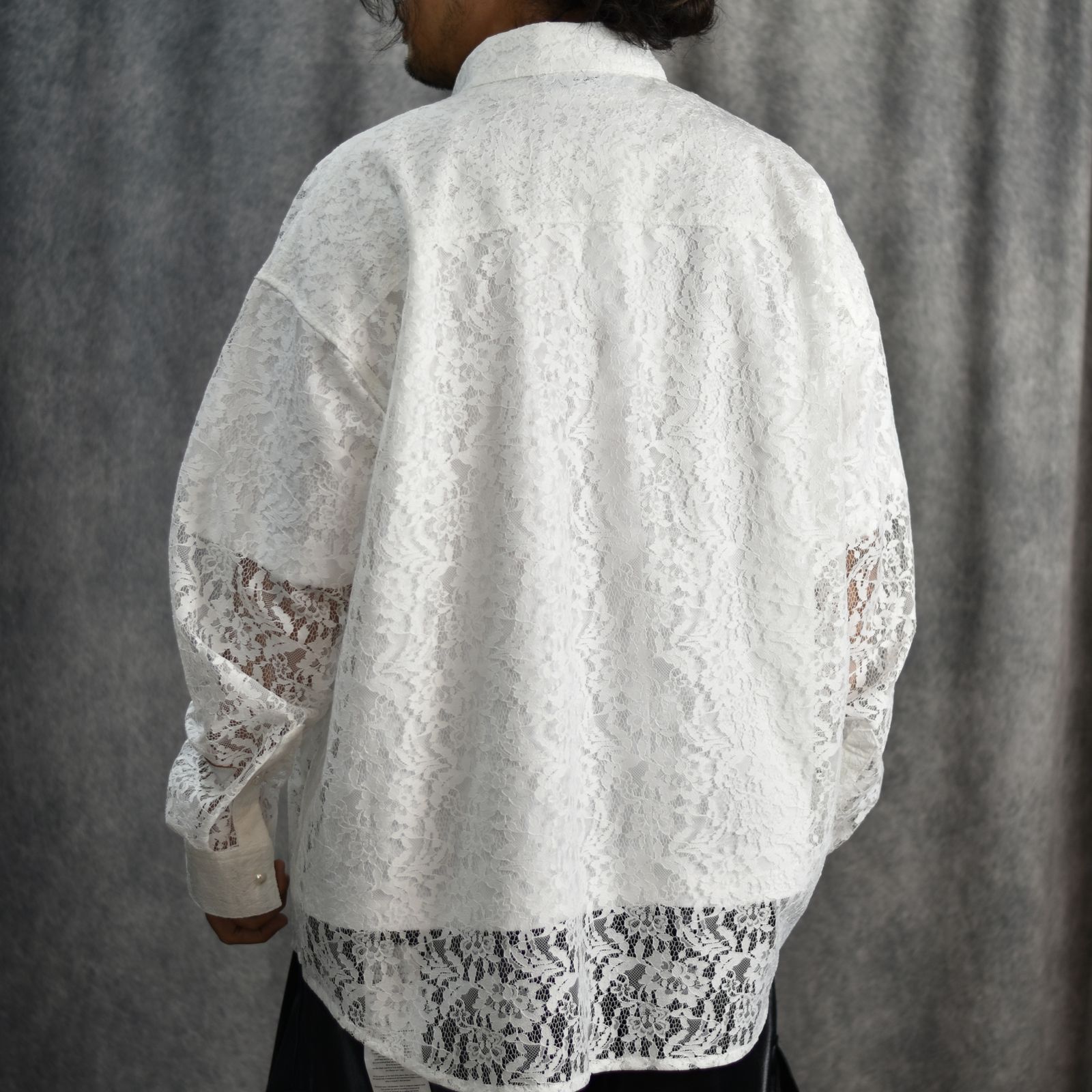 FLOWER LACE FRILL SHIRT (WHT) / フラワーレース フリルシャツ