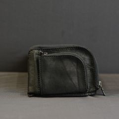 ダブルショルダーレザー 製品染め ZIP ウォレット （BLACK）