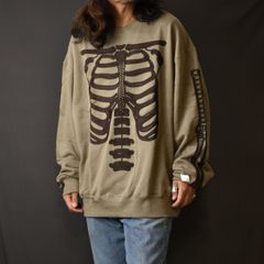 CORD EMBROIDERED CREW NECK SWEATER 'BONES for chord Limited Edition (LATTE) / コード刺繍 クルーネック スウェット トレーナー