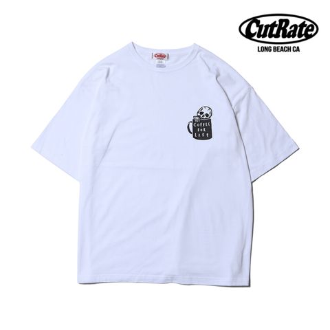 SKULLS COFFEE LOGO DROPSHOULDER S/S T-SHIRT (WHITE) / ドロップショルダー プリントTシャツ
