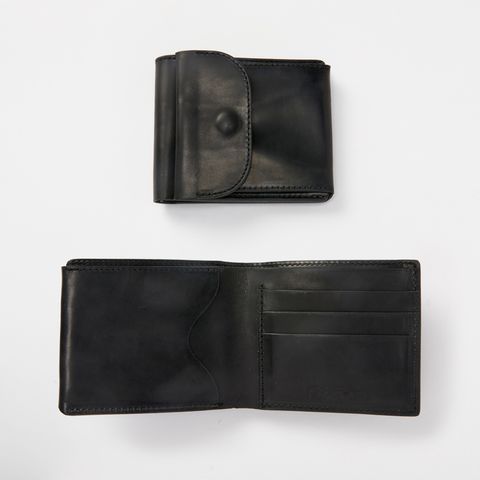 ホーウィンクロムエクセル 二つ折り財布 （BLACK）｜894-01