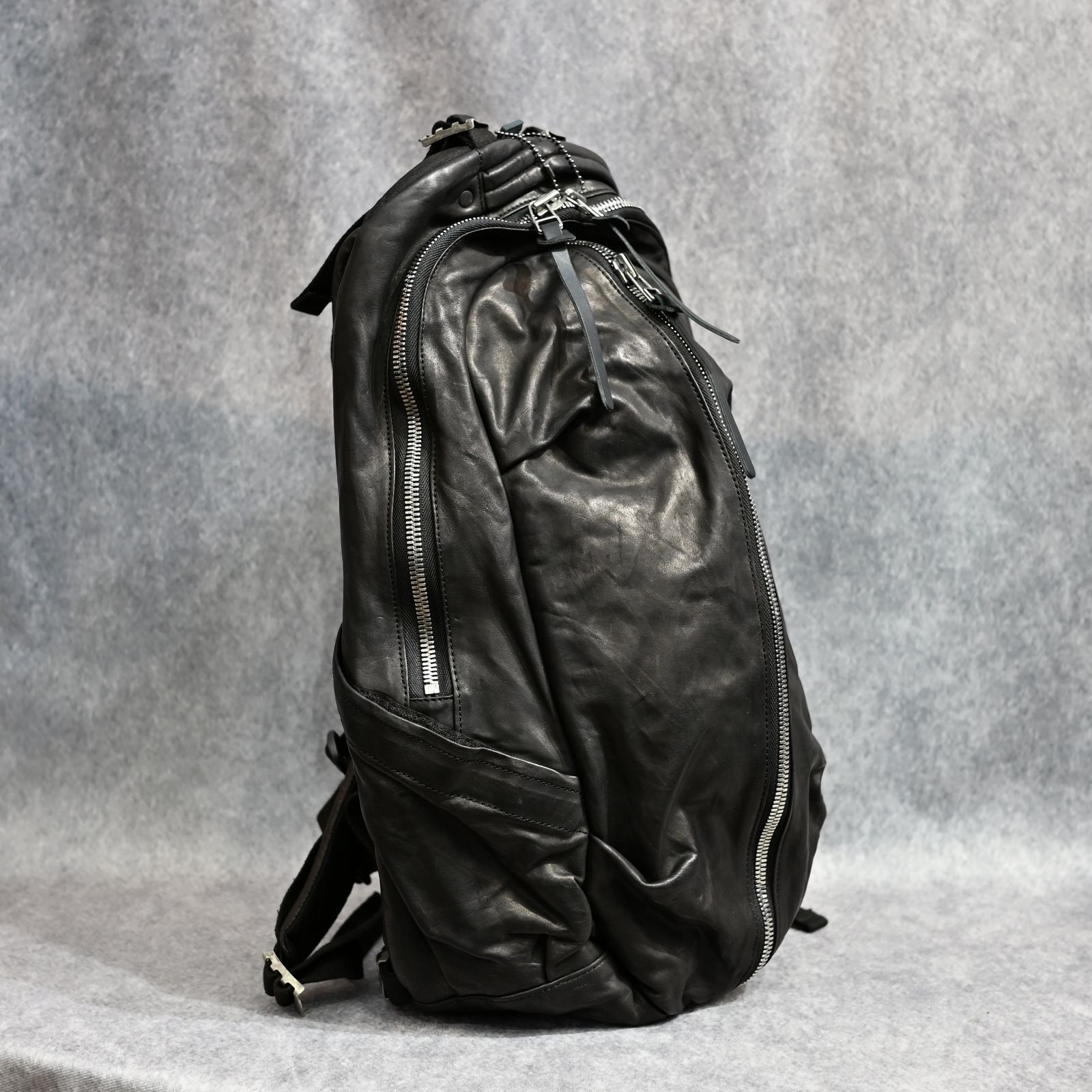 ITALY SHOULDER GARMENT-DYED BACKPACK （BLACK）｜イタリーショルダー製品染め 0.8mm リュック｜243-03