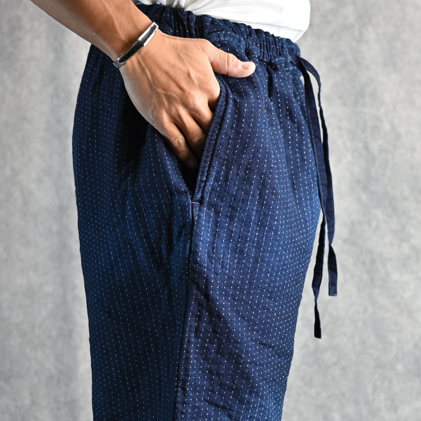 SASHIKO STRIPE SHORTS (BLUE) / サシコストライプ ショーツ （ブルー） PC-059-3193-40