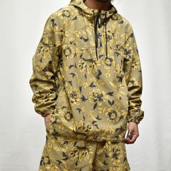 ALLOVER FLOWER PATTERN ANORAK PARKA (KHAKI OLIVE)