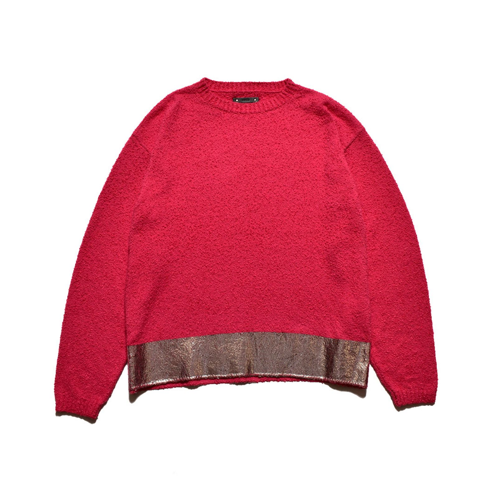 Foil Coating Grainy Cotton Knit Crewneck Pullover （PNK） / コットンニット プルオーバー （ピンク）