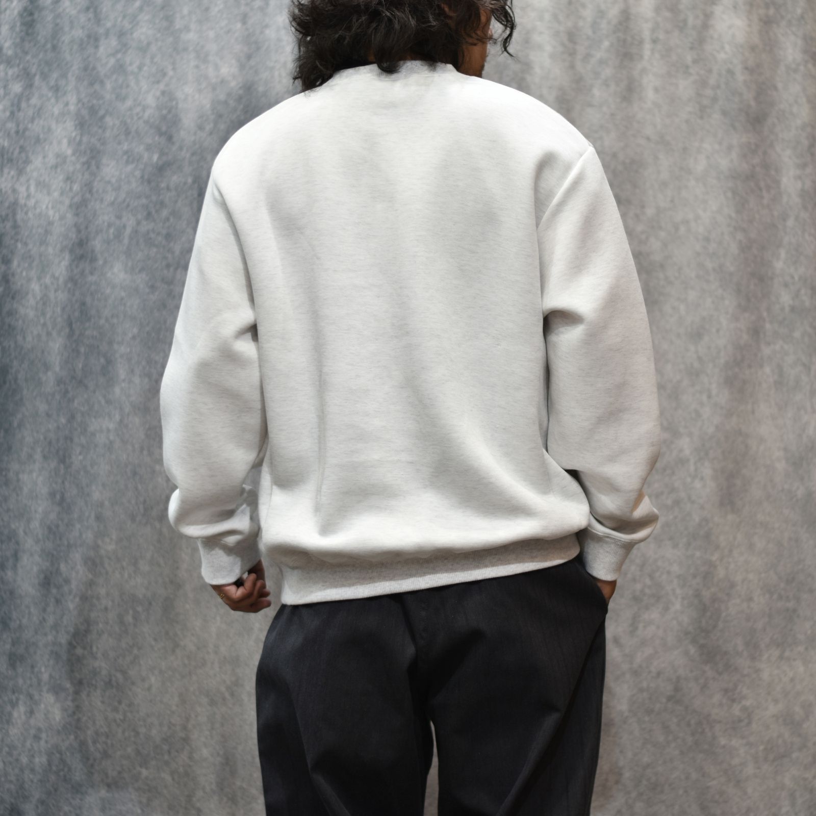 HIGH GAUGE DOUBLE KNIT CREW NECK SW (MIX GRAY)｜ダンボールニットスウェットトレーナー｜CL-25AW019