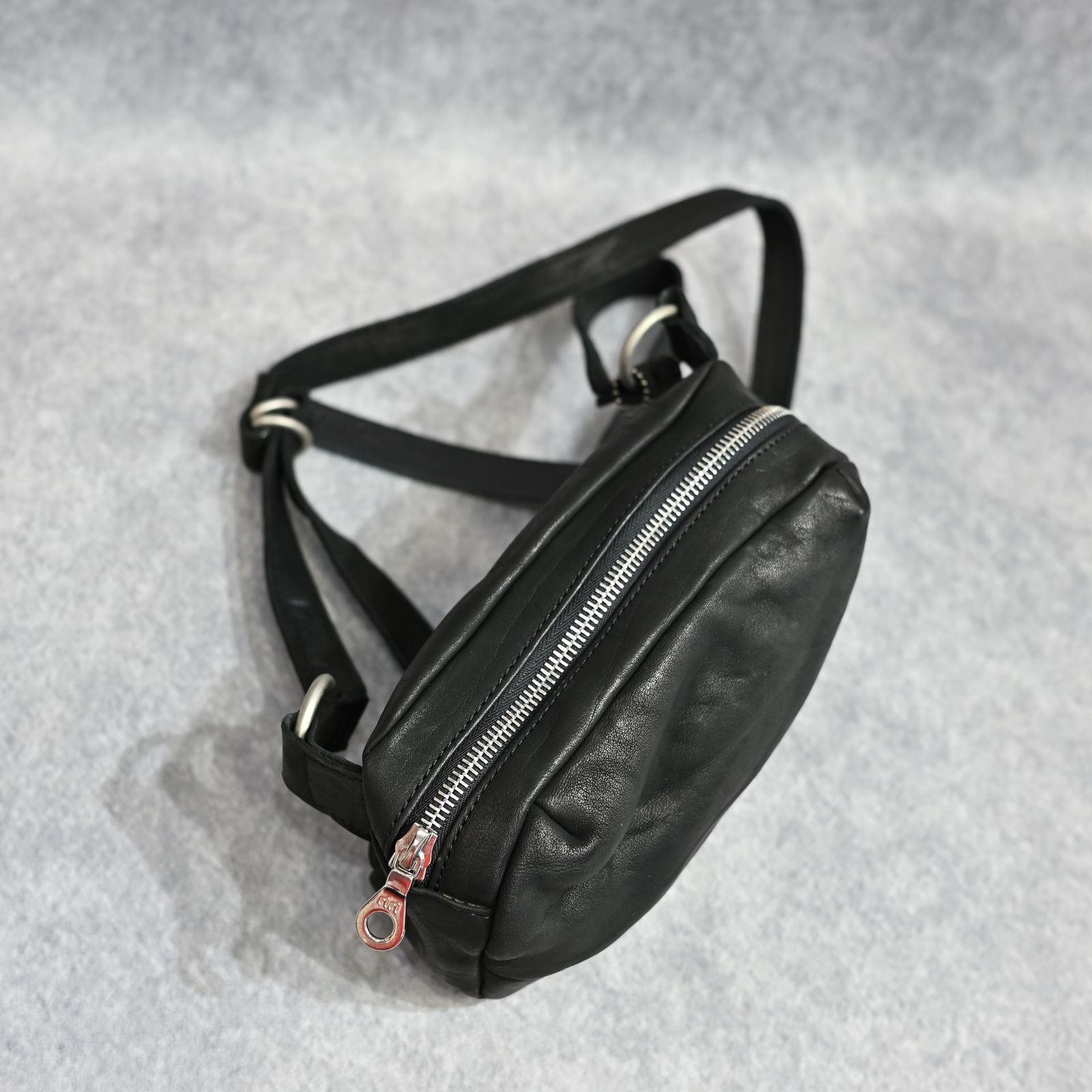 ジャパンダブルショルダー フルタンニン製品染め ショルダーバッグ / （BLACK） 92-19