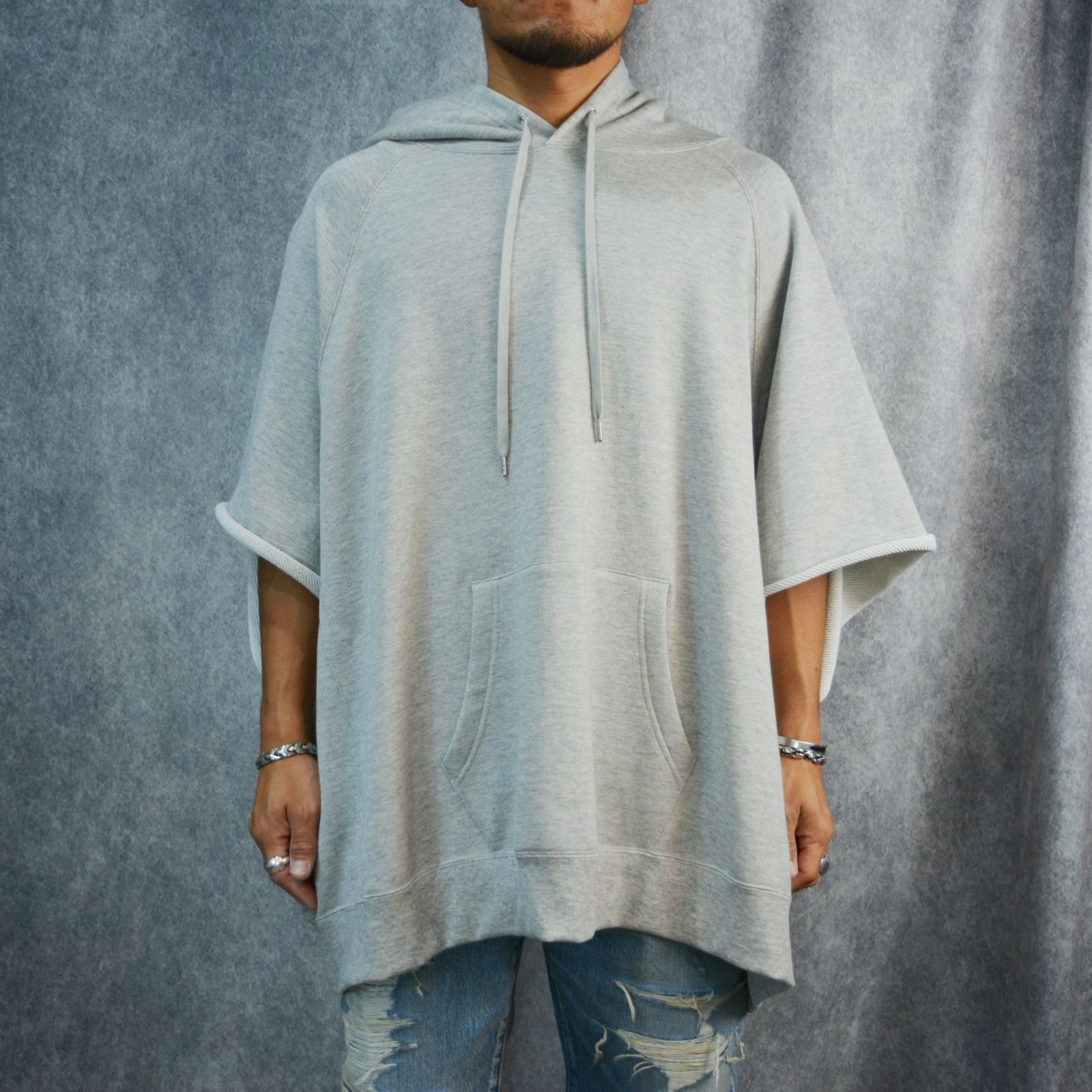 Square Big Nosleeve Hoodie （GRY） / ビッグノースリーブ フーディー （グレー）