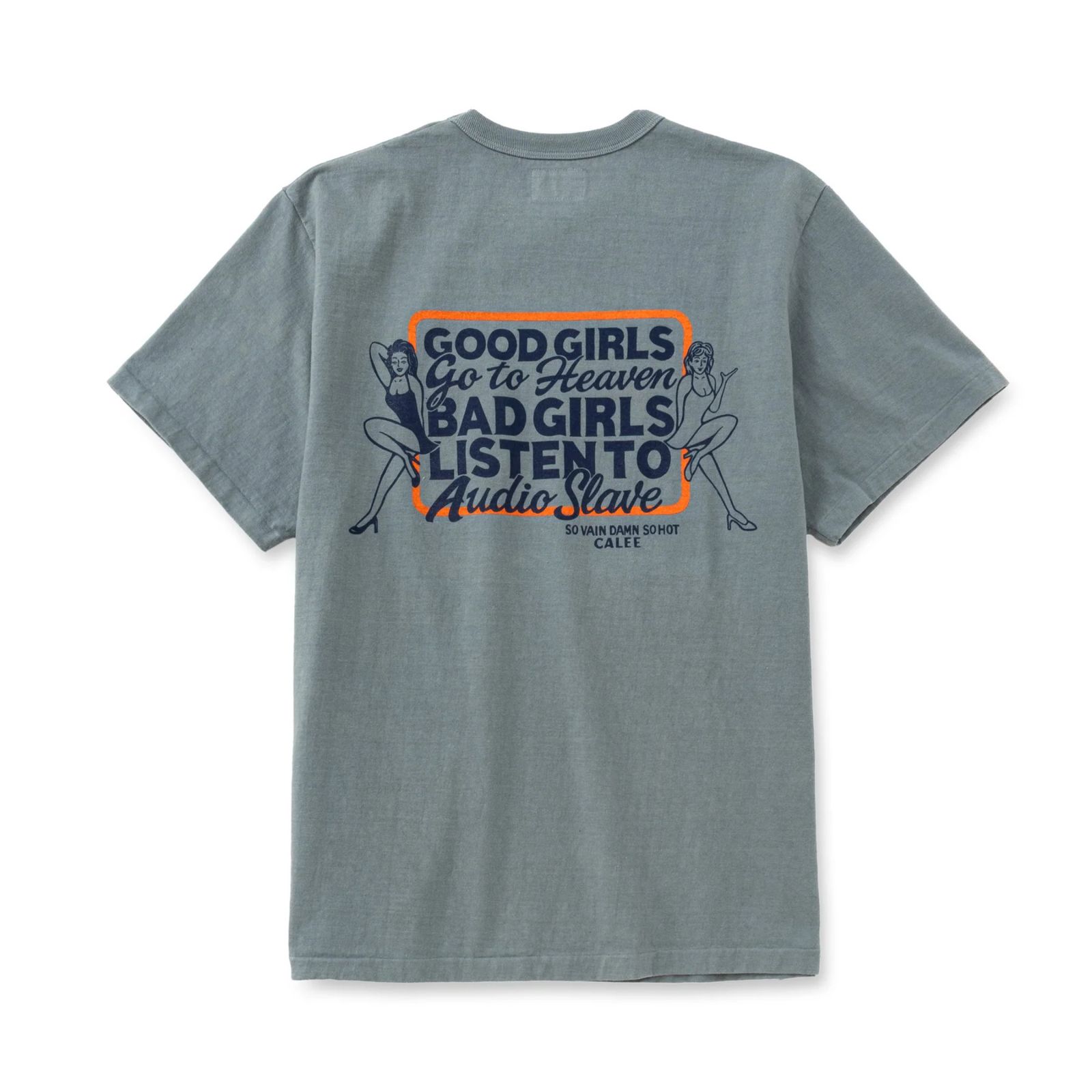 GARMENT DYE GIRLS LOGO POCKET TEE ＜NATURALLY PAINT DESIGN＞ (GREEN GRAY)｜ガール ロゴプリント ポケットTシャツ｜CL-26SS004NT