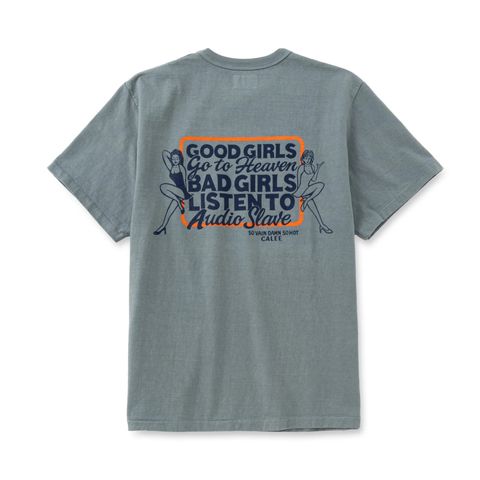 GARMENT DYE GIRLS LOGO POCKET TEE ＜NATURALLY PAINT DESIGN＞ (GREEN GRAY)｜ガール ロゴプリント ポケットTシャツ｜CL-26SS004NT