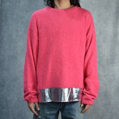 Foil Coating Grainy Cotton Knit Crewneck Pullover （PNK） / コットンニット プルオーバー （ピンク）