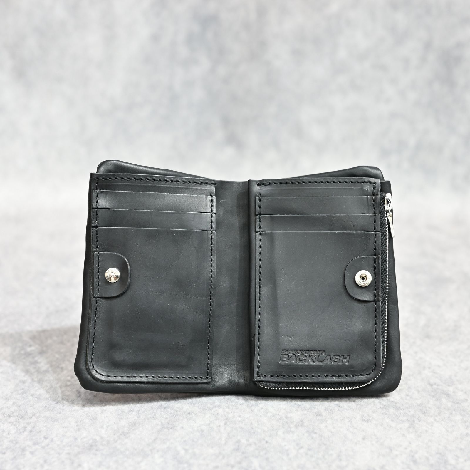 GUIDI オイルカーフ 二つ折り 財布 （BLACK）｜345-37