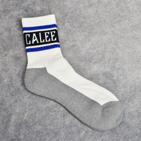 JACQUARD PILE LINE SOCKS (WHITE / BLUE)｜ラインソックス｜CL-26SS005EX
