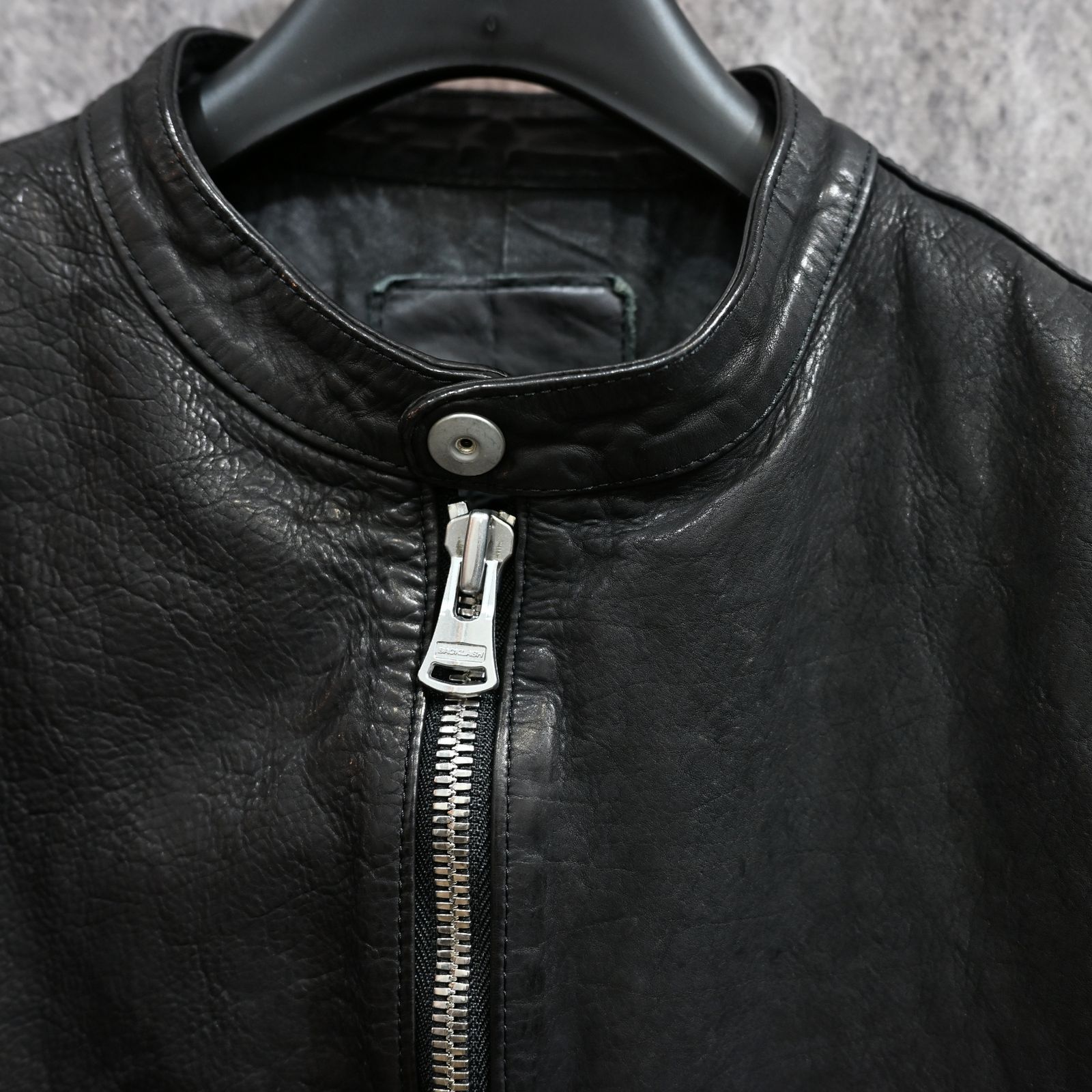 ジャパンカーフ タンニン鞣し 製品洗い加工 シングルライダース （BLACK / ブラック） 1927-05