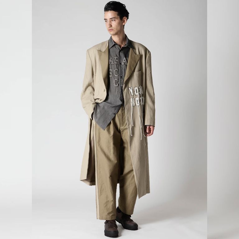 yohji yamamoto - W-肩タブ ロングジャケット (BEIGE) / HO yohji yamamoto - W-肩タブ ロングジャケット (BEIGE) / HO