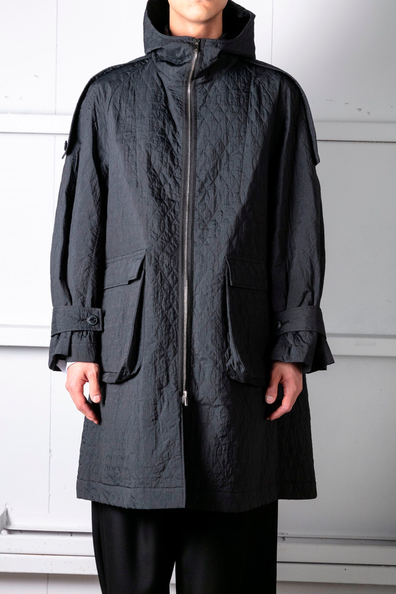quilting field coat (BLACK) / キルティング フィールド コート