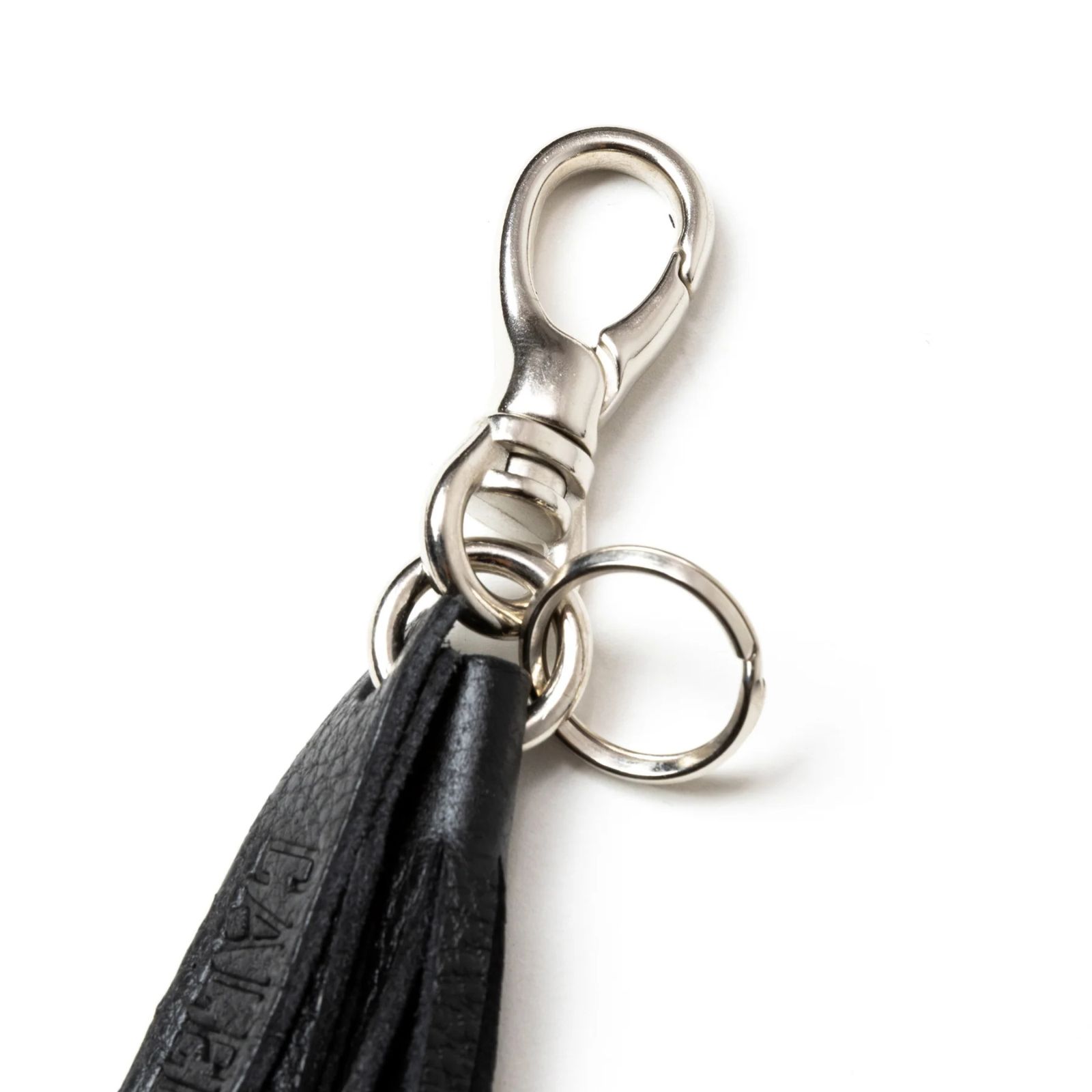 STUDS & TASSEL LEATHER LONG KEY RING (BLACK) / スタッズ タッセル レザー キーリング キーホルダー