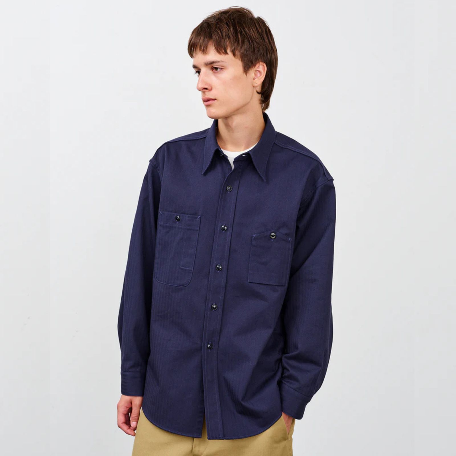 Y1944 HBT SHIRT （NAVY） ヘリンボーンシャツ （ネイビー）