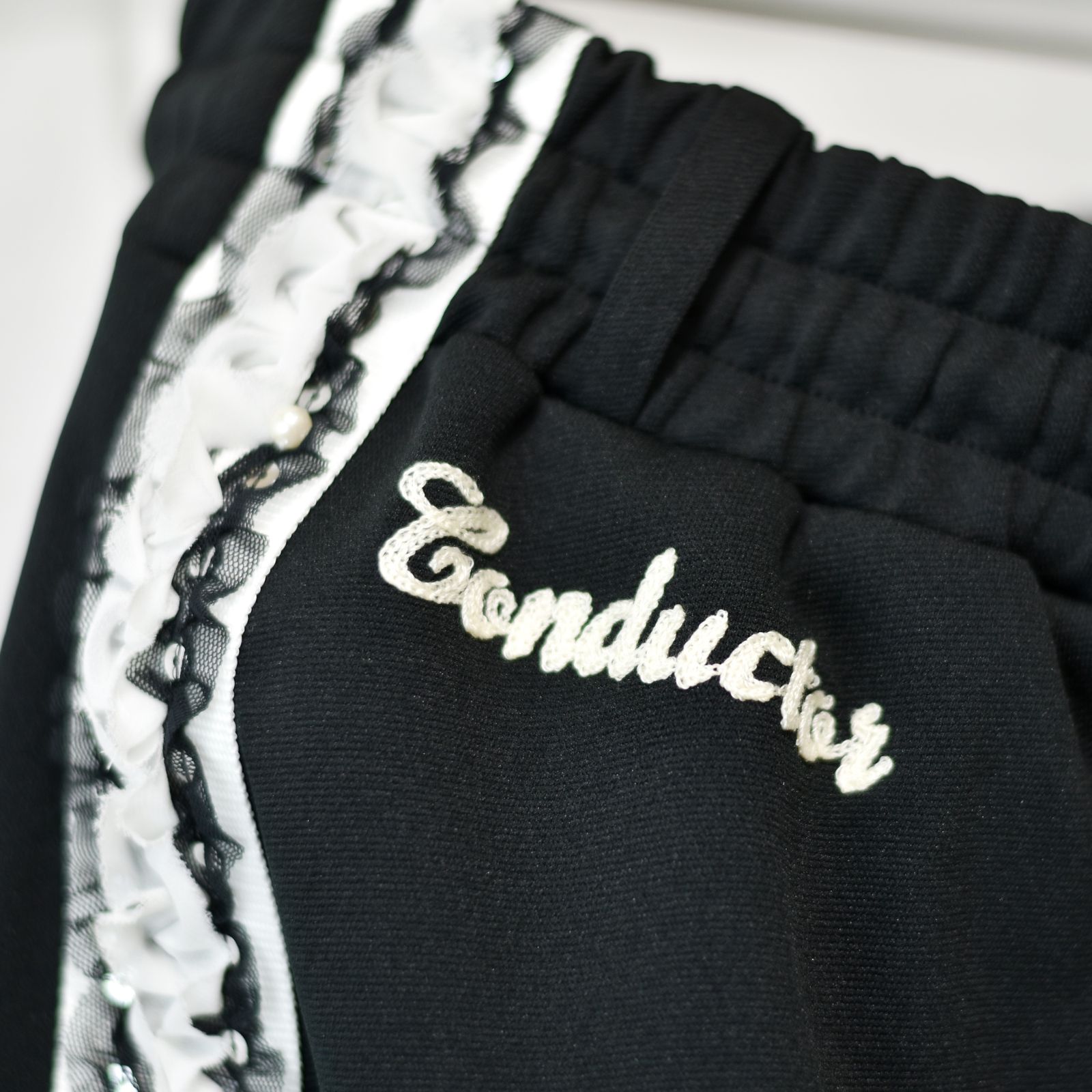 el conductorH - FRILL SIDE LINE JERSEY TROUSERS (BLACK) / フリル