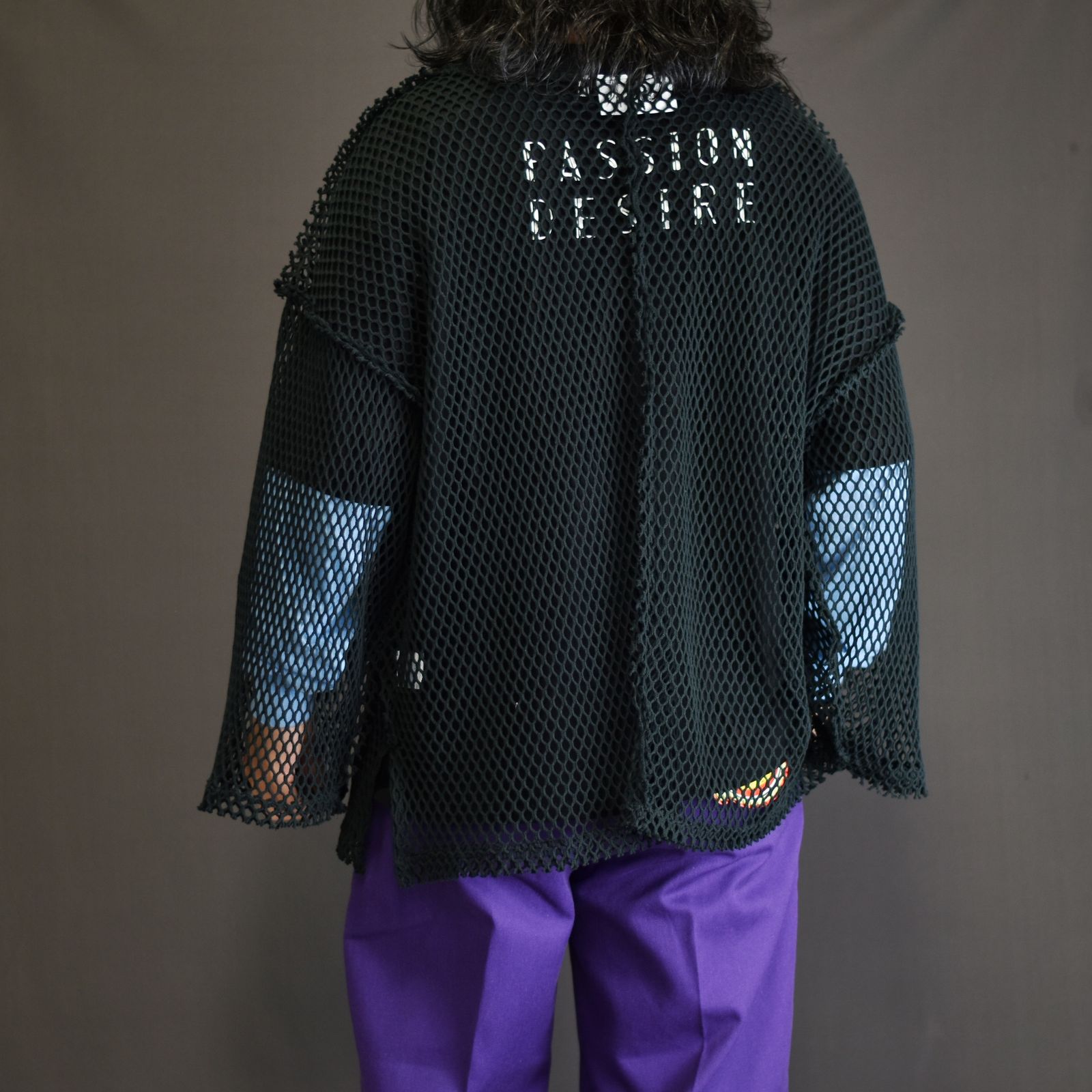 MESH V-NECK PULLOVER TOP (BK) / メッシュ Vネック プルオーバートップ
