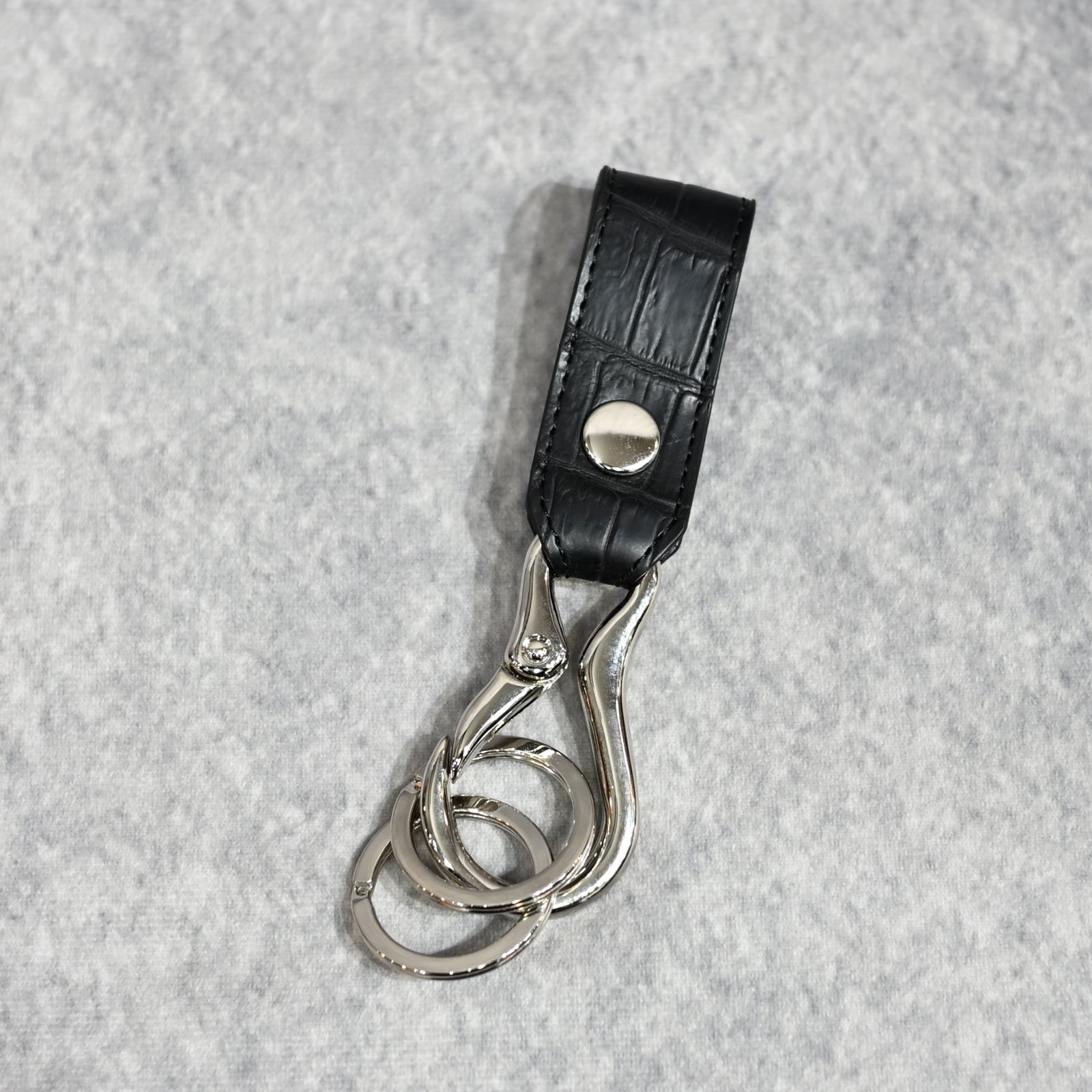 オイルクロコ キーホルダー （BLK / ブラック） 387-02