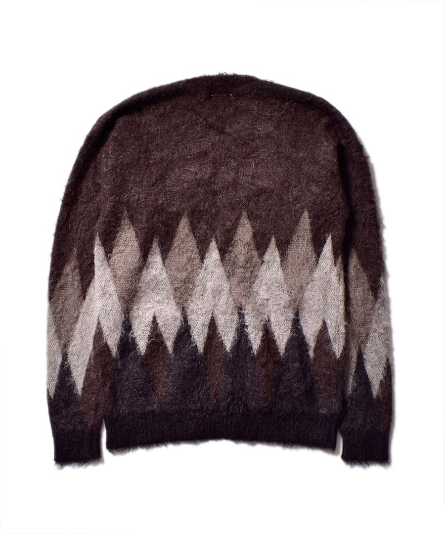 マインデニムKid Mohair Argyle Washed カーディガン MINEDENIM(マインデニム) - Kid Mohair Argyle Washed Knit Long