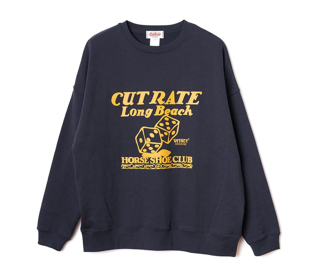 ×VENICE8 COFFEE HOUSE DICE DROP CREW NECK SWEAT (NAVY) / ドロップショルダー クルーネック スウェット