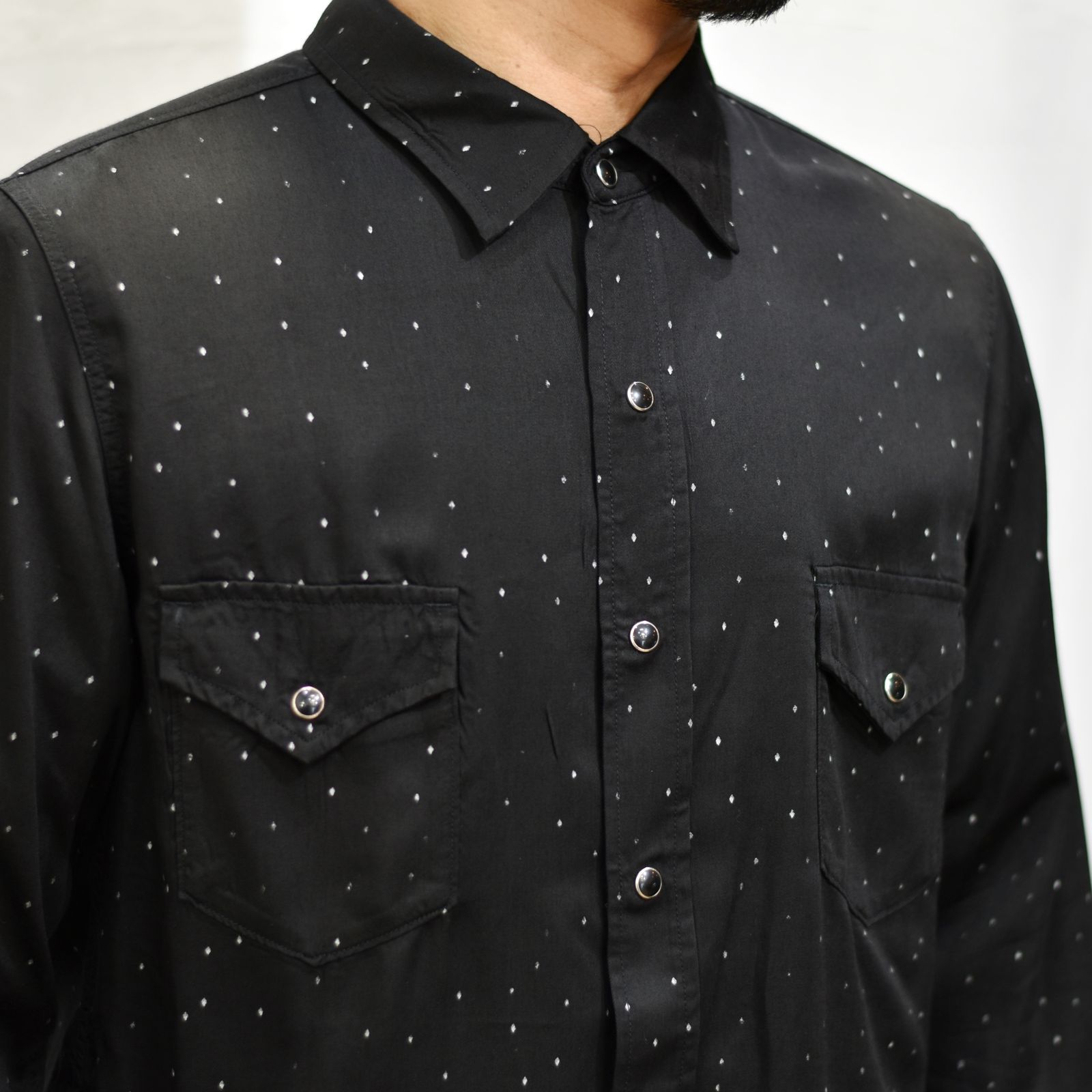 Rhombus Dot C.Denim Western SH (BLK)
