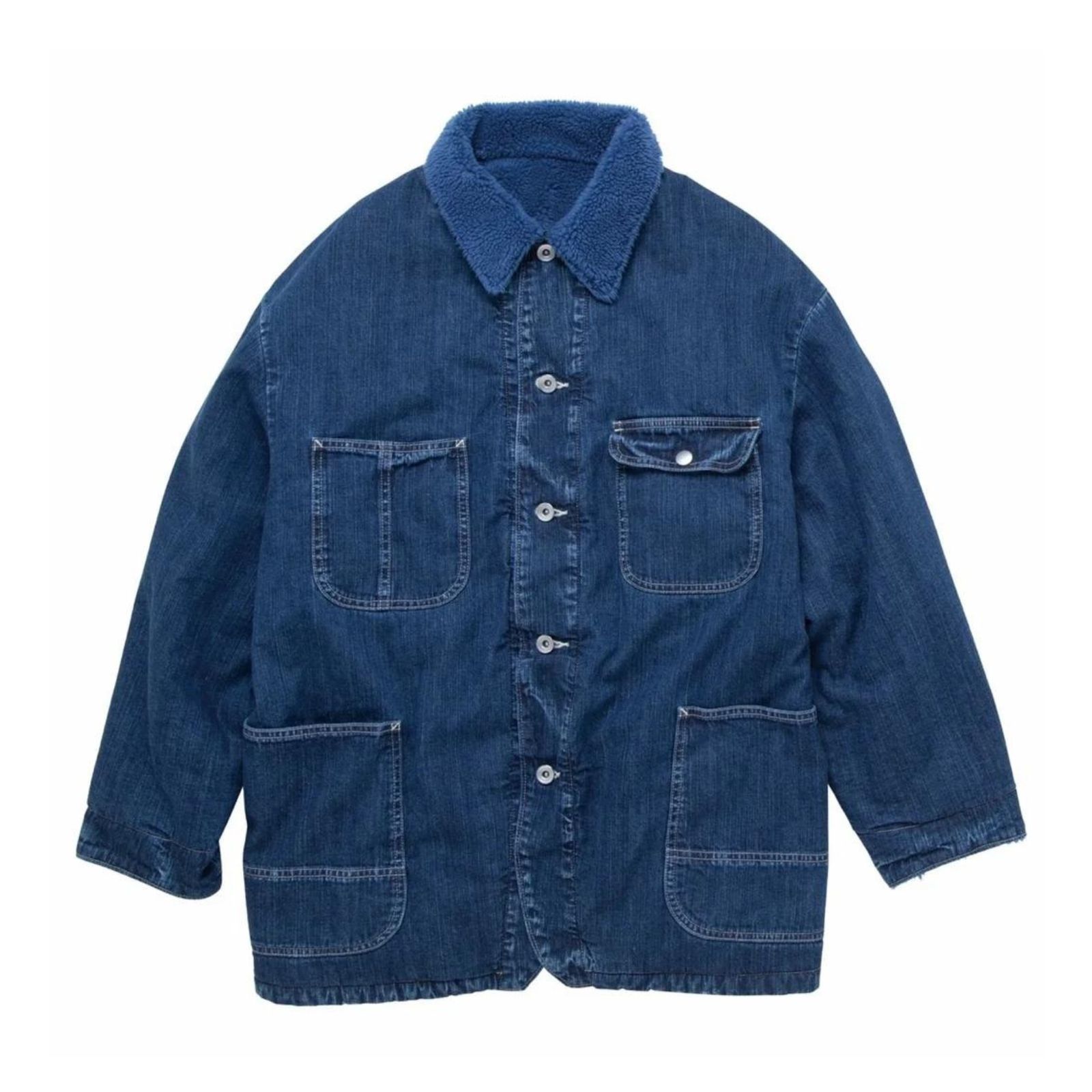 STEINBECK DENIM BOA COVERALLS (INDIGO) - スタインベックデニムボアカバーオール （インディゴ）
