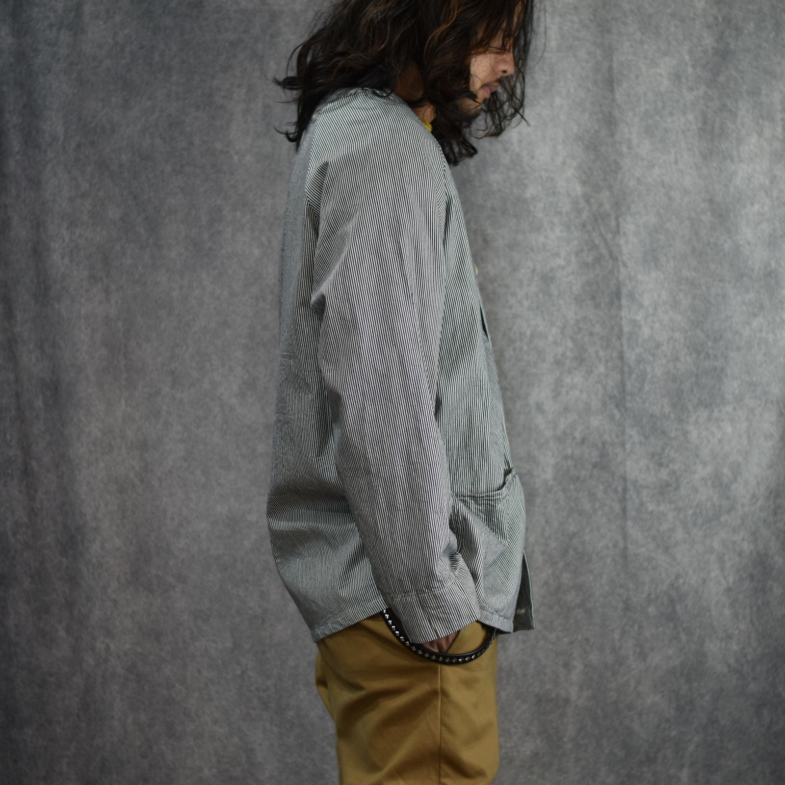 6OZ HICKORY SHIRT CARDIGAN (INDIGO STRIPE) / 6オンス ヒッコリー シャツ カーディガン