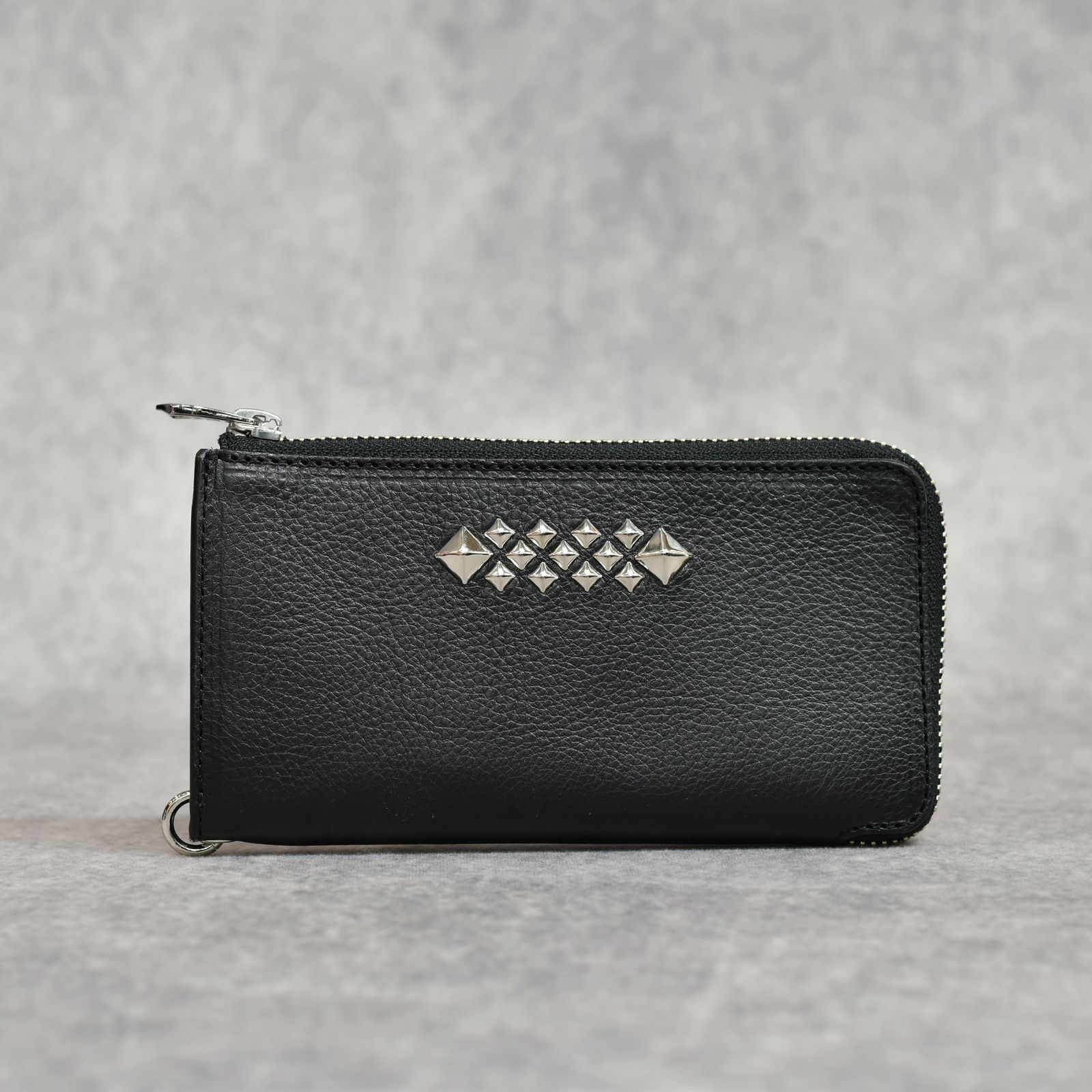 STUDS LEATHER ZIP MULTI LONG WALLET (BLACK)｜スタッズレザー ジップマルチウォレット 長財布｜CL-26SS014LE