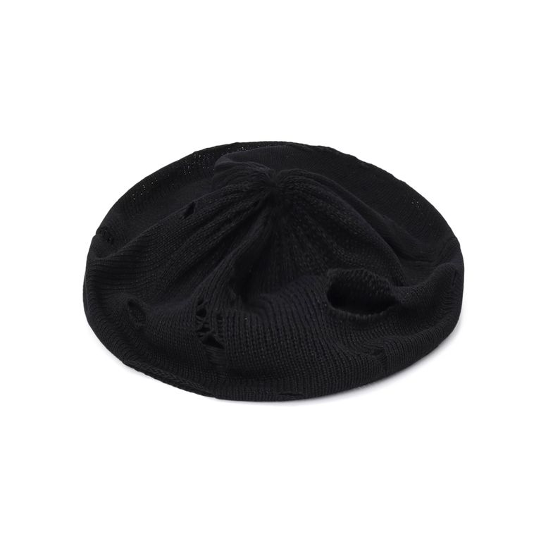 yohji yamamoto - JERSEY DAMAGED BERET (BLACK) / ニット yohji yamamoto - JERSEY DAMAGED BERET (BLACK) / ニット