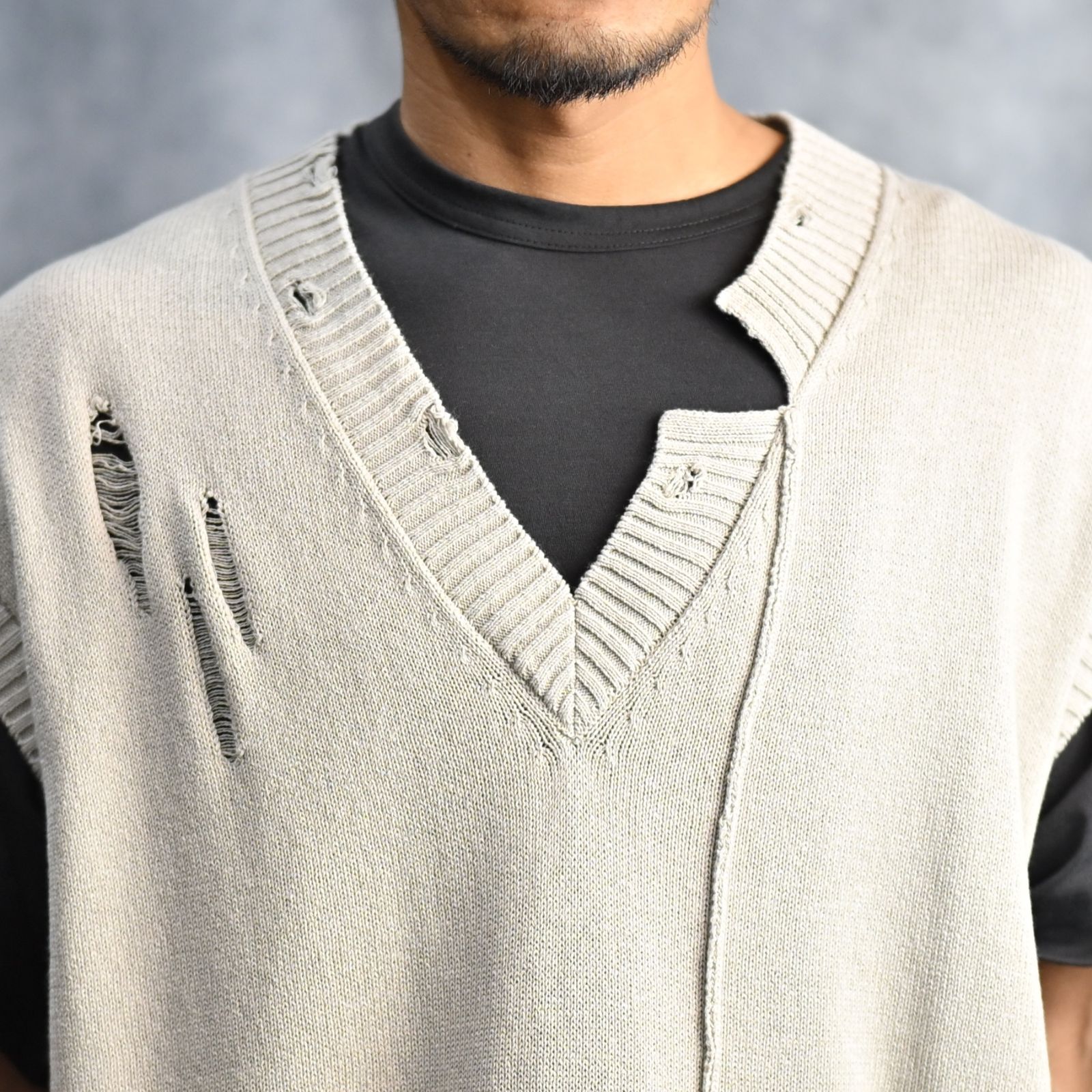 7G2P JERSEY V NECK VEST （BEIGE） ニットベスト / HP-K13-098 （ベージュ）