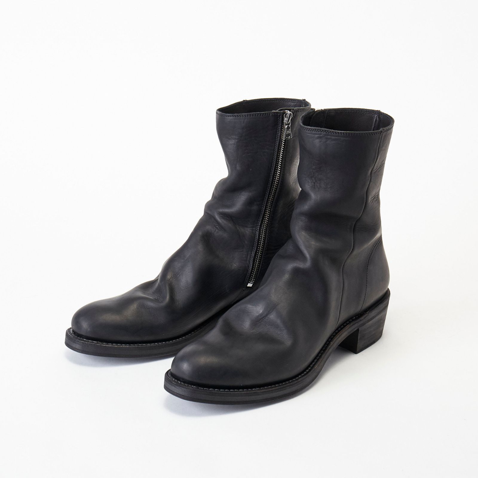 GUIDI オイルカーフ 製品シワ加工 / レザーソール （BLACK） 646-02