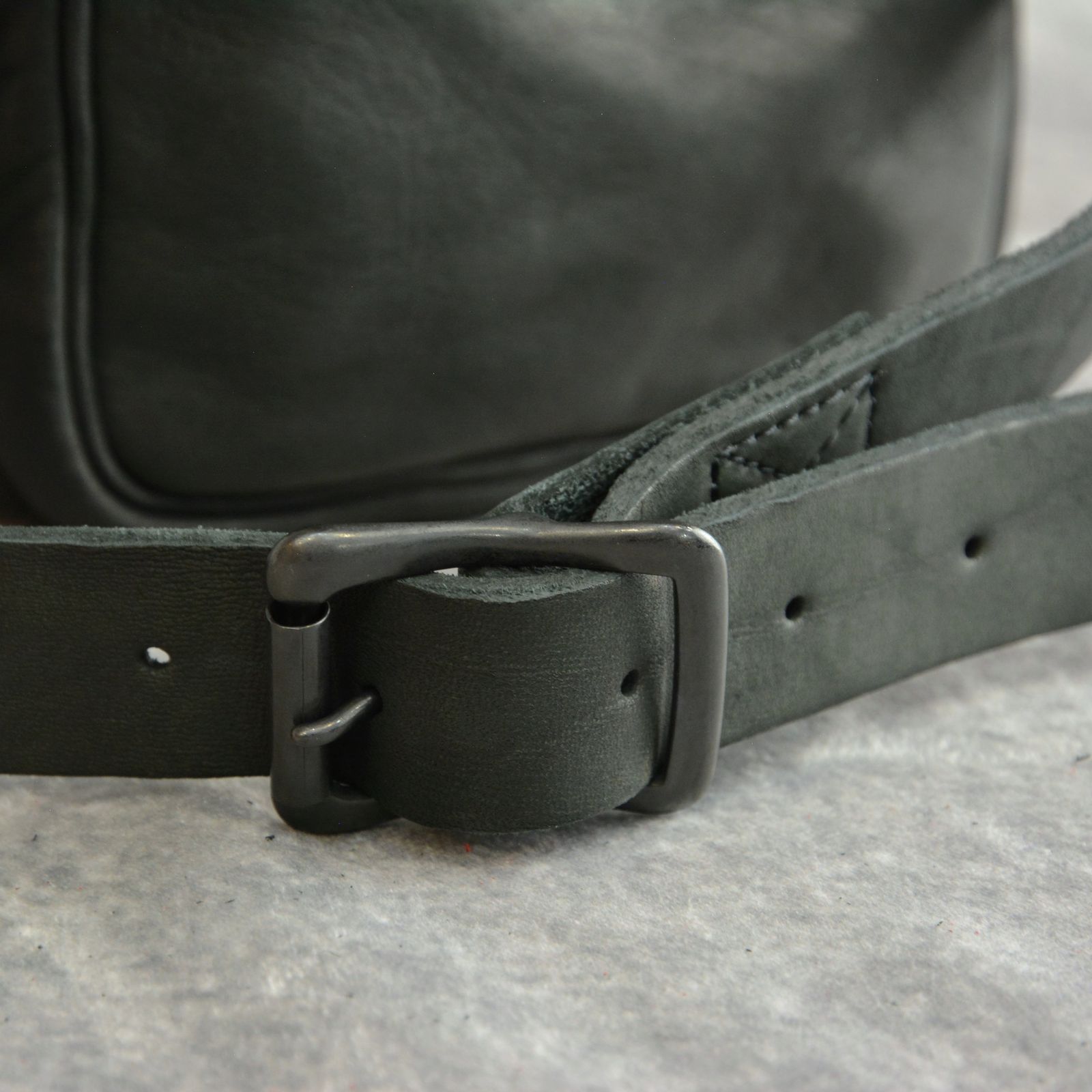 ジャパンダブルショルダー フルタンニン製品染め ショルダーバッグ （BLACK） 92-32