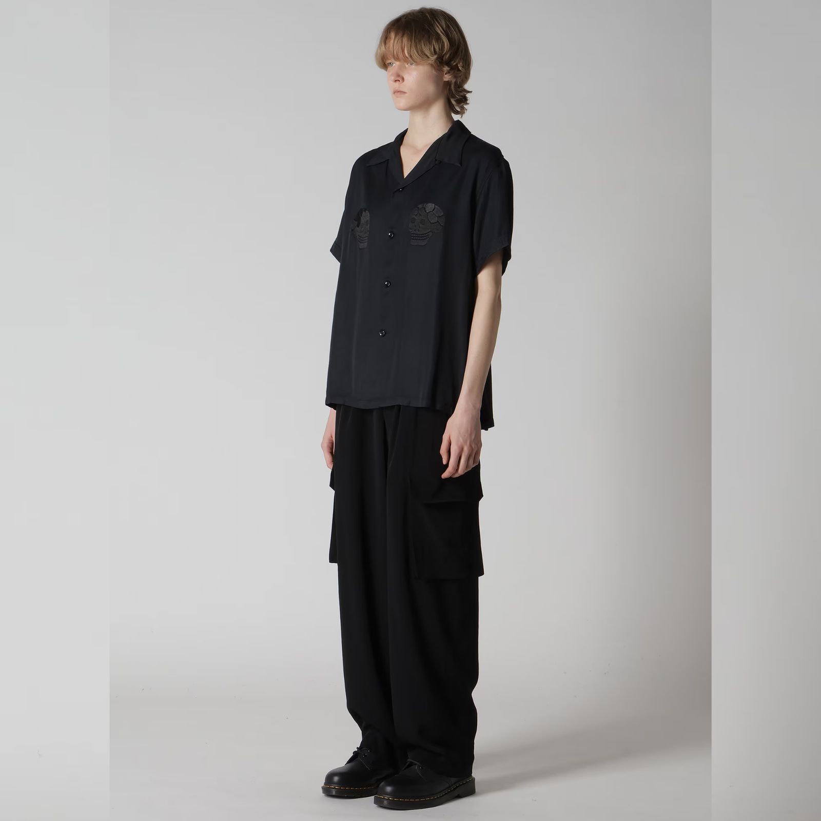 SUKASHIRT （BLACK） /  半袖シャツ スカシャツ （ブラック） YM-B55-215-1